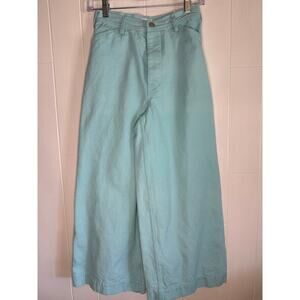 RHODE turquoise cropped high waist jeans wide leg size 4